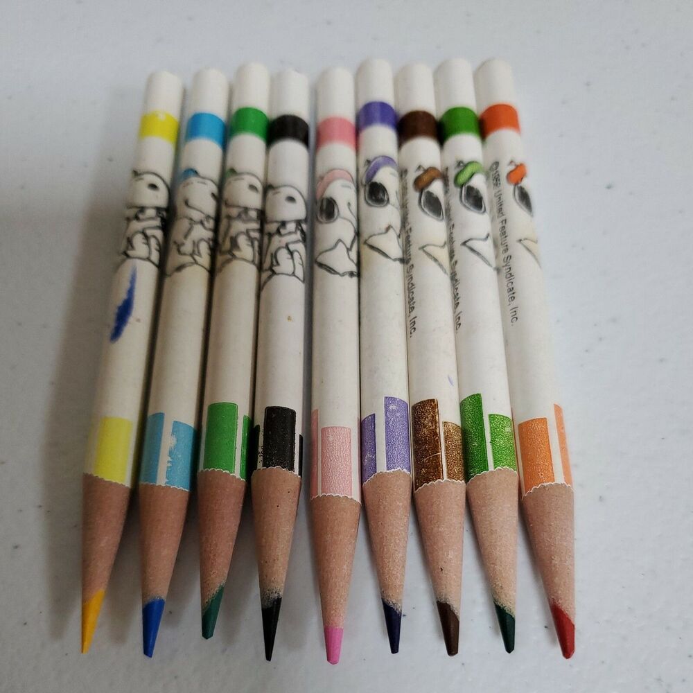 Set of 9 Vintage Snoopy Colored Pencils 1958 United Feature Syndicate Inc.